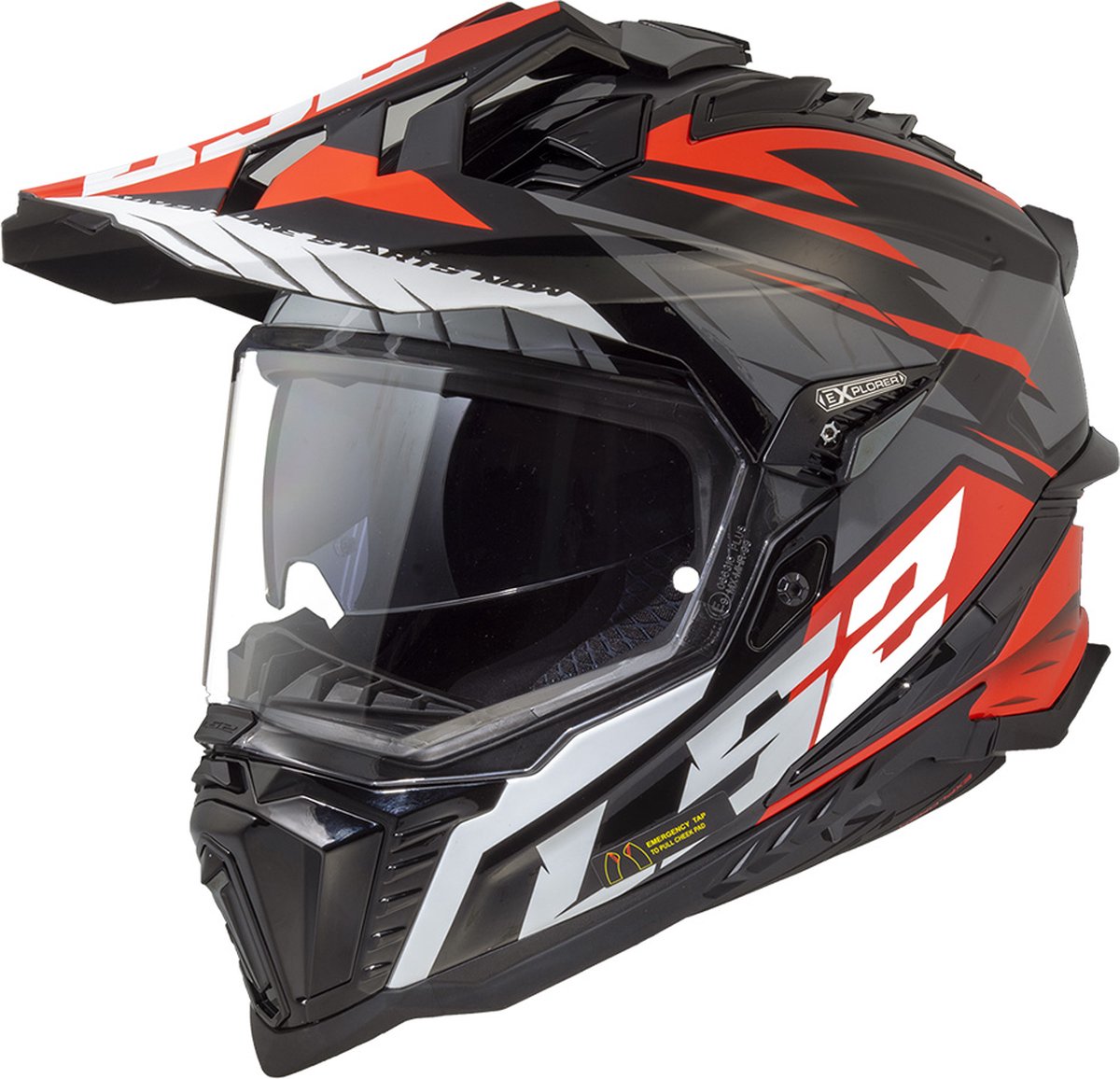 LS2 Helm Explorer Spire MX701 mat zwart / rood maat M