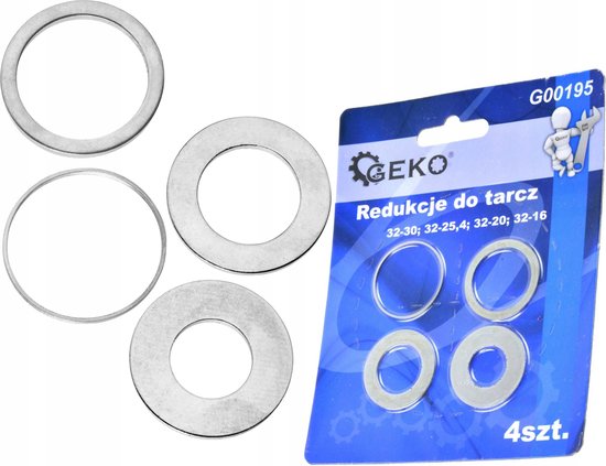 Reduceerring set - 4 delig - Verloopring voor Cirkelzaagblad - Reductie ring - GEKO - geko