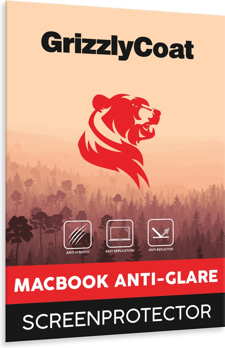 GrizzlyCoat Screenprotector geschikt voor Apple MacBook Air 15 Inch (2023-2025) | GrizzlyCoat Screenprotector Anti-Glare Folie - Case Friendly - Zwart
