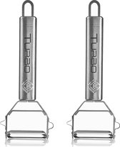 Turboschiller dunschiller van roestvrij staal voor groenten en fruit - voor- en achteruit met slingerlemmet voor links- en rechtshandigen - 3-in-1 functie 2 stuks