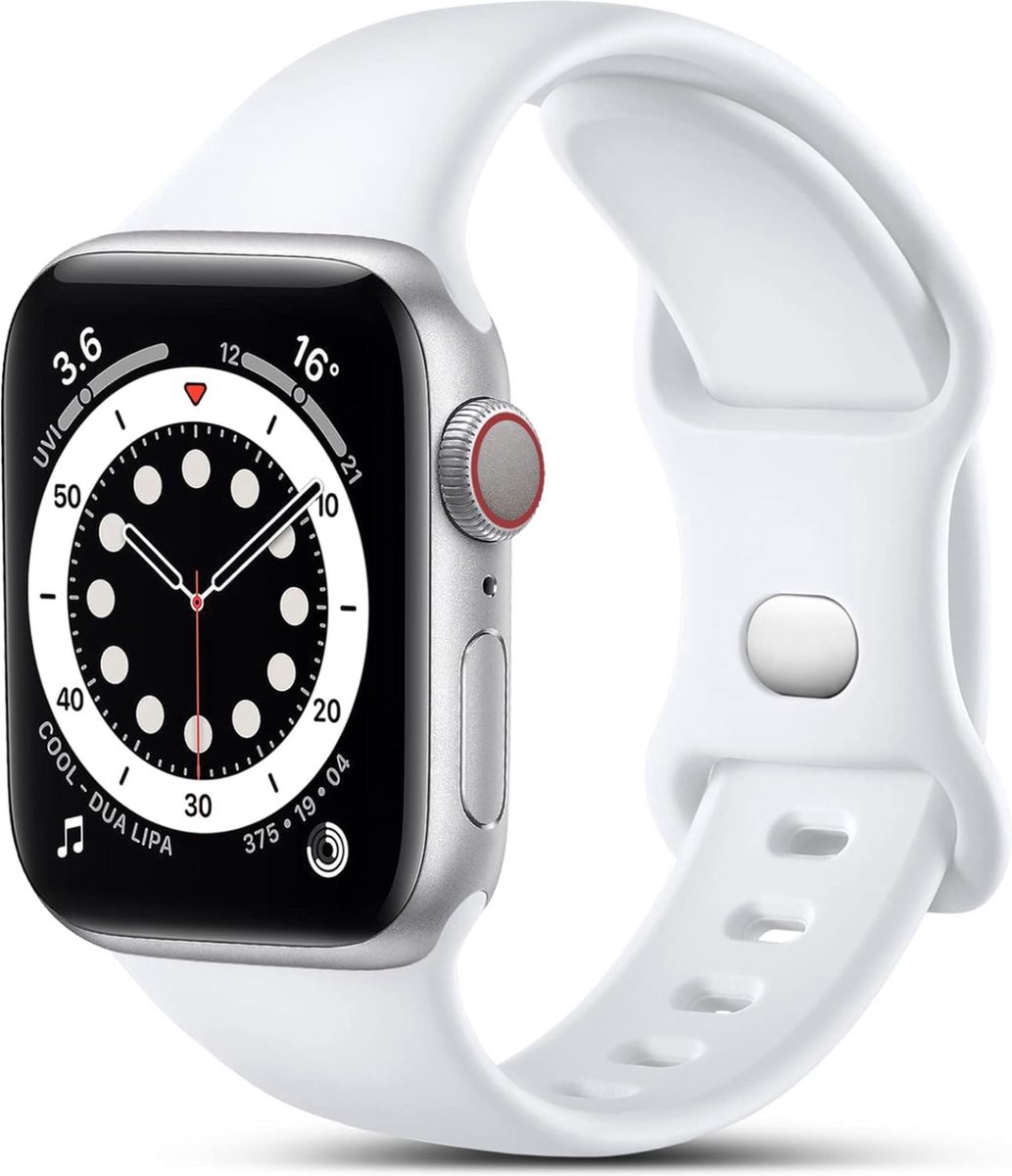 MY PROTECT - Siliconen Bandje - Geschikt Voor Apple Watch Bandje - Series 1/2/3/4/5/6/7/8/9/10/SE - 38mm - 40mm - 41mm - 42mm - Sportbandje Maat M/L - Wit