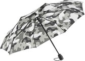 Fare Camouflage 5468 parapluie de poche pliable coupe-vent gris coupe-vent coupe-vent parapluie tempête résistant aux tempêtes extra fort avec cadre flexible et léger