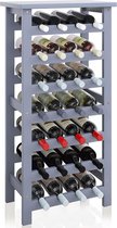 wijnrek, 28 flessen display houder met tafelblad, 7-tier vrijstaande opbergplanken voor keuken, bijkeuken, kelder, bar (Grijs)