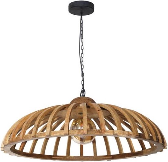 Lampe suspendue Cage Ø65 cm bois de manguier - naturel