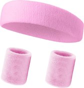 Consumerce® Sporty Sweatband Set Rose - Bandeau et 2 bracelets - Sweatband - Bracelet - Poignet - Sweatband - Sweatbands - Sport - Hairband - Poignet