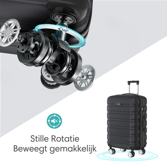 Voyagoux® REVELATION - Reiskoffer Medium - 71L - Koffers - Reiskoffer met wielen -Zwart - TSA Slot