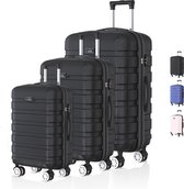 Bol.com Voyagoux® REVELATION - Reiskoffer set - Koffers - 3 stuks - Reiskoffer met wielen - Zwart- TSA Slot aanbieding