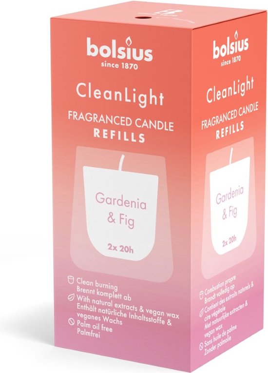Bolsius Clean Light Fragranced Refills Gardenia & Fig 2ST