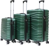 Kofferset Traveleo Babij - 3-delig- met cijferslot - Complete Set - Koffer - Handbagage 35L + 65L en 90L Ruimbagage - ABS04 Groen