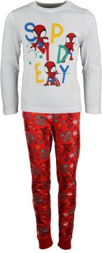 Spiderman pyjama - jongens katoen - Wit/Rood - Maat 122