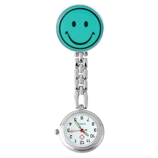 Fako® - Verpleegstershorloge - Zusterhorloge - Smiley - Lichtblauw