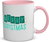 Akyol - kerst mok merry christmas koffiemok - theemok - roze - Kerstmis - kerst beker - winter mok - kerst mokken - christmas mug - kerst cadeau - 350 ML inhoud