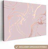 Tableau sur toile 140x90 cm - Décoration murale effet marbre - Or rose - Lignes - Décoration murale salon - Décoration chambre - Accessoires de décoration - Peintures sur toile