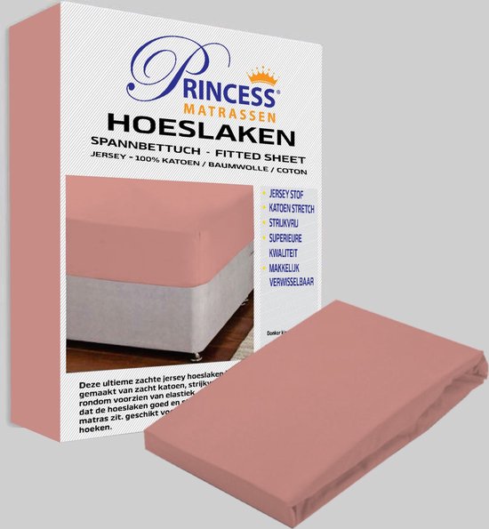 Het Ultieme Zachte Hoeslaken- Jersey -Stretch -100% Katoen -1Persoons-90x200x30cm-Licht Roze