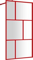 vidaXL - Inloopdouchewand - transparant - 115x195 - cm - ESG-glas - rood