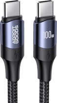 AdroitGoods USB C naar USB C Kabel 100W - USB 3.0 - Gevlochten Nylon - Snellaad Kabel - 1M