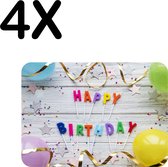 BWK Flexibele Placemat - Happy Birthday met Slingers en Balonnen - Set van 4 Placemats - 40x30 cm - PVC Doek - Afneembaar