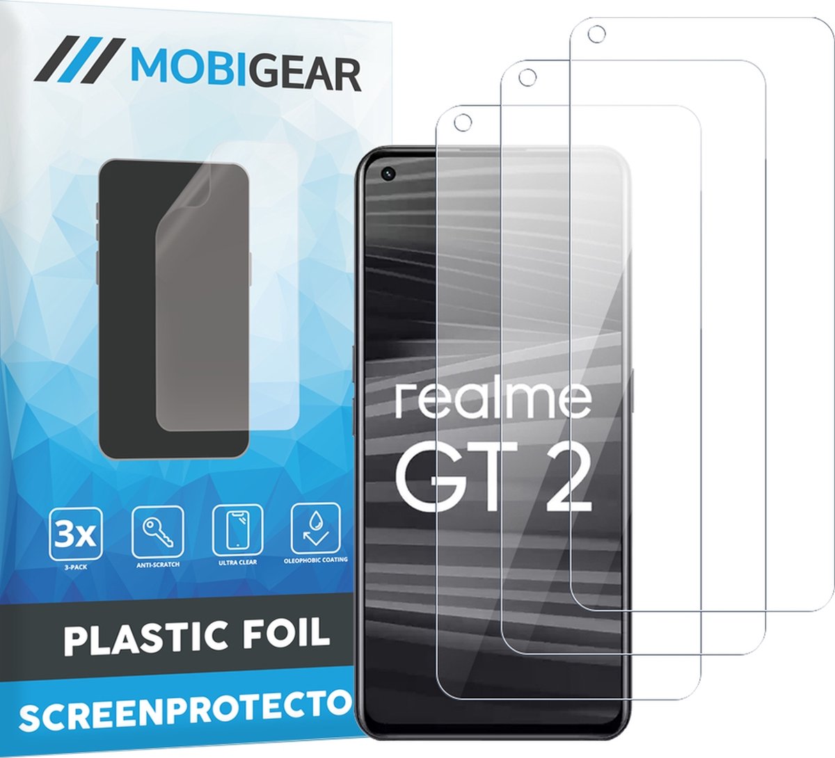 Mobigear Screenprotector geschikt voor Realme GT2 | Mobigear Screenprotector Folie - Case Friendly (3-Pack)