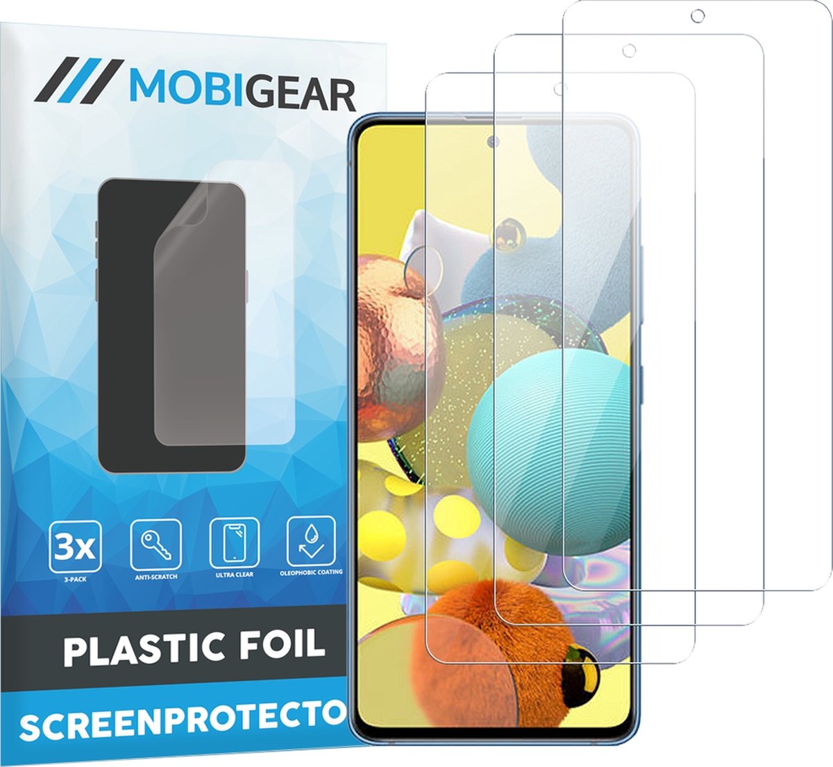 Mobigear Screenprotector geschikt voor Samsung Galaxy A51 | Mobigear Screenprotector Folie - Case Friendly (3-Pack)