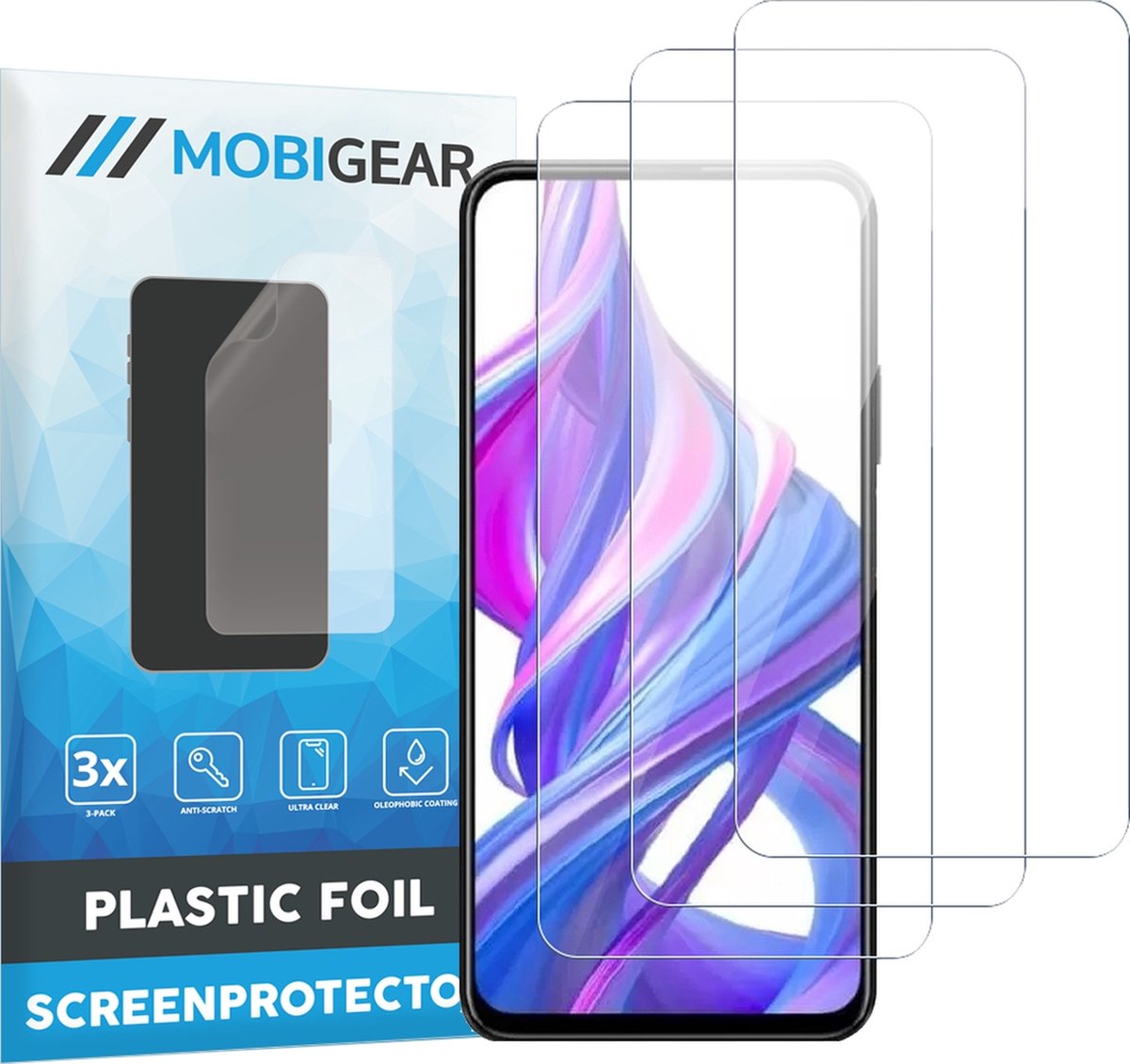 Mobigear Screenprotector geschikt voor HONOR 9X Pro | Mobigear Screenprotector Folie - Case Friendly (3-Pack)