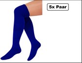 5x Paire Chaussettes longues bleues tricotées taille 41-47 - Genou au-dessus - Chaussettes tyroliennes pour hommes et femmes bas chaussettes de football festival Oktoberfest football