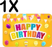 BWK Luxe Placemat - Happy Birthday - Vlaggen - Balonnen - Set van 1 Placemats - 45x30 cm - 2 mm dik Vinyl - Anti Slip - Afneembaar