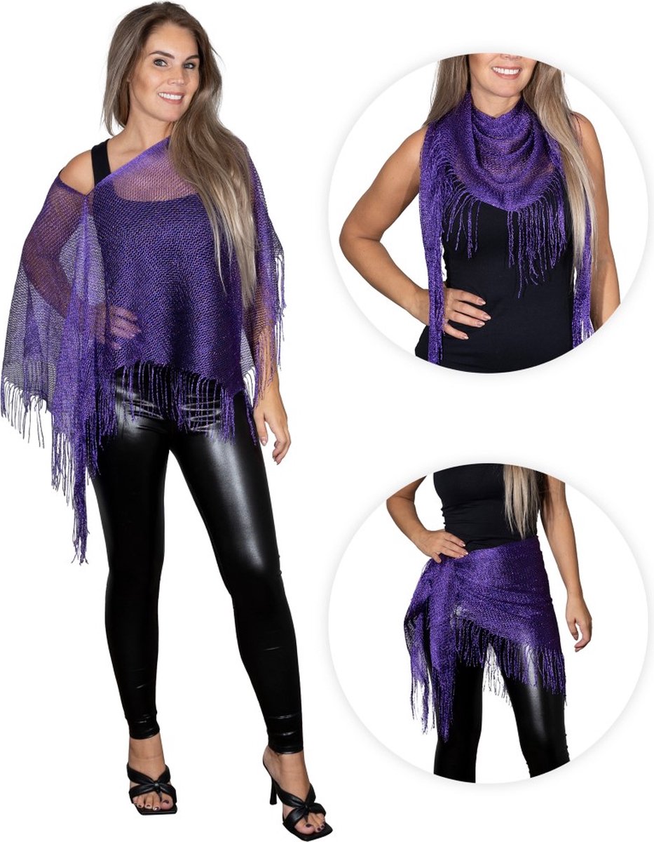 Glitter - sexy beach jurkje - festival poncho - strand topje - pareo - paars