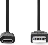 Nedis USB-Kabel - USB 3.2 Gen 2 - USB-A Male - USB-C Male - 60 W - 10 Gbps - Vernikkeld - 1.00 m - Rond - PVC - Zwart - Label