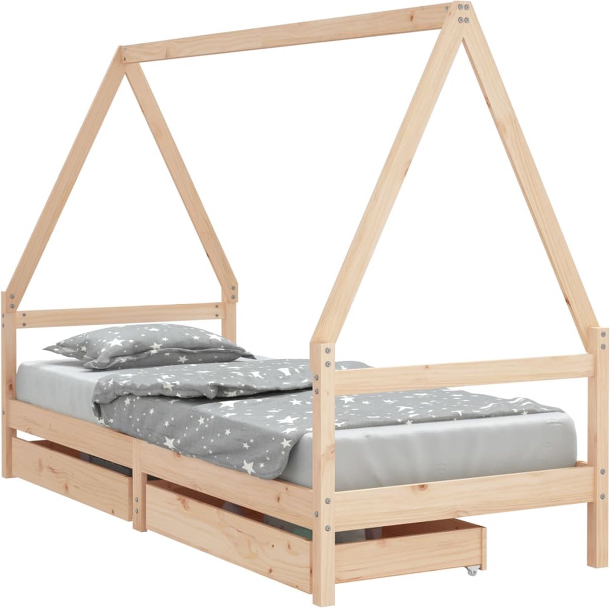 vidaXL Kinderbedframe - 90x200 - cm - massief - grenenhout Naturel