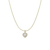 Lucardi Dames Zilveren ketting met hanger hart zirkonia - Ketting - 925 Zilver - Goudkleurig - 48 cm
