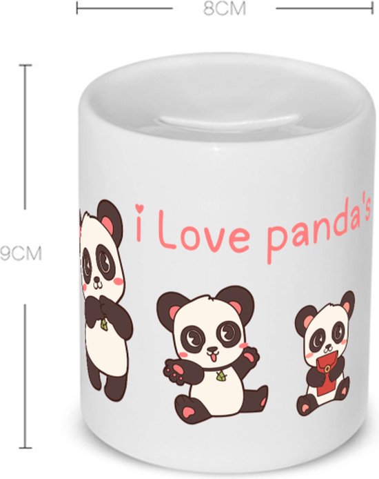 Akyol - Tirelire i love pandas - Panda - amoureux des animaux - joli cadeau pour quelqu'un qui aime les pandas - cadeau d'anniversaire - cadeau - cadeau - contenu 350 ML
