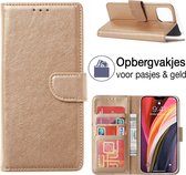 iPhone 15 Pro Book Case - Portemonnee hoesje - PU Lederen bookstyle hoes - iPhone 15 Pro wallet case - Goud - EPICMOBILE