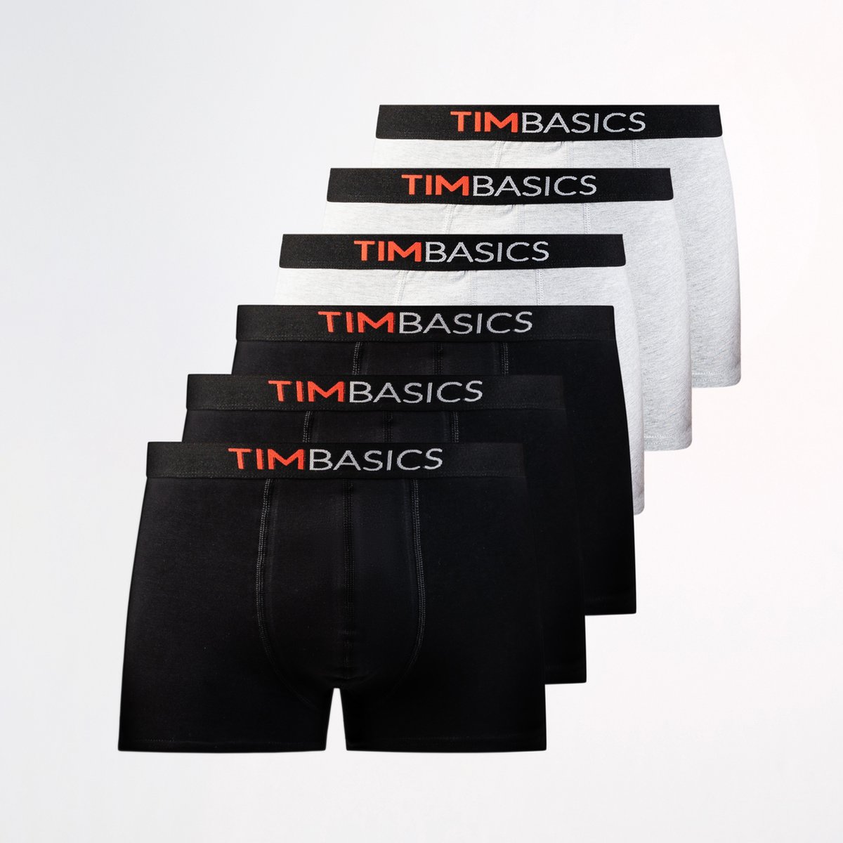 TimBasics - Heren boxershorts 6 pack - Zwart & Grijs – Maat XXL - Heren ondergoed