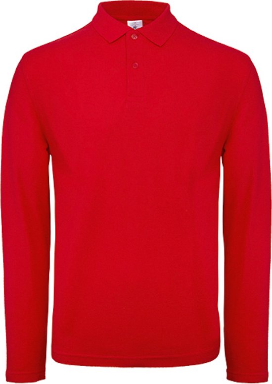 Men's Long Sleeve Polo 'ID.001' Rood B&C Collectie maat L