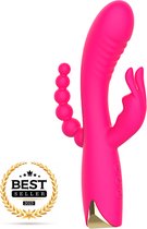 Playbird® - Triple rabbit - tarzan vibrator - parels - anale kralen - G-spot - clitoris - roze
