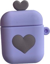 Housse Hidzo pour Airpods d'Apple 1/2 - Coeur - Violet - Siliconen