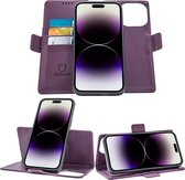 iPhone 14 Pro Max Book Case Hoesje - Uitneembaar Hoesje - Magnetische Sluiting - Portemonnee Paars