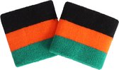 Sweatband - Bracelet - Sweatband - Bracelet - Premium - Rétro - Set de 2 - Vert - Oranje - Zwart