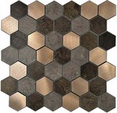 Zelfklevende Mozaïek tegels - Koper - V-groef - plaktegels - wandtegels zelfklevend - 28,8x29,2cm