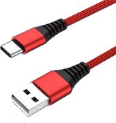 Nylon USB Type-C Kabel - USB Type-C naar USB-A kabel - 0.25m - USBC4-0.25 - Rood