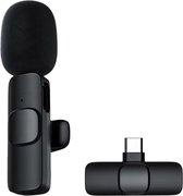 Bol.com Draadloze Microfoon - USB Type-C - 1x Microfoon + 1x Ontvanger - Zwart - Geschikt voor USB-C Smartphones aanbieding