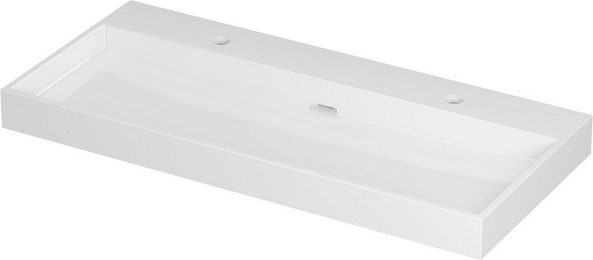 INK® Urban wastafel porselein met ,2 kraangaten, 100x45x8cm, glans wit