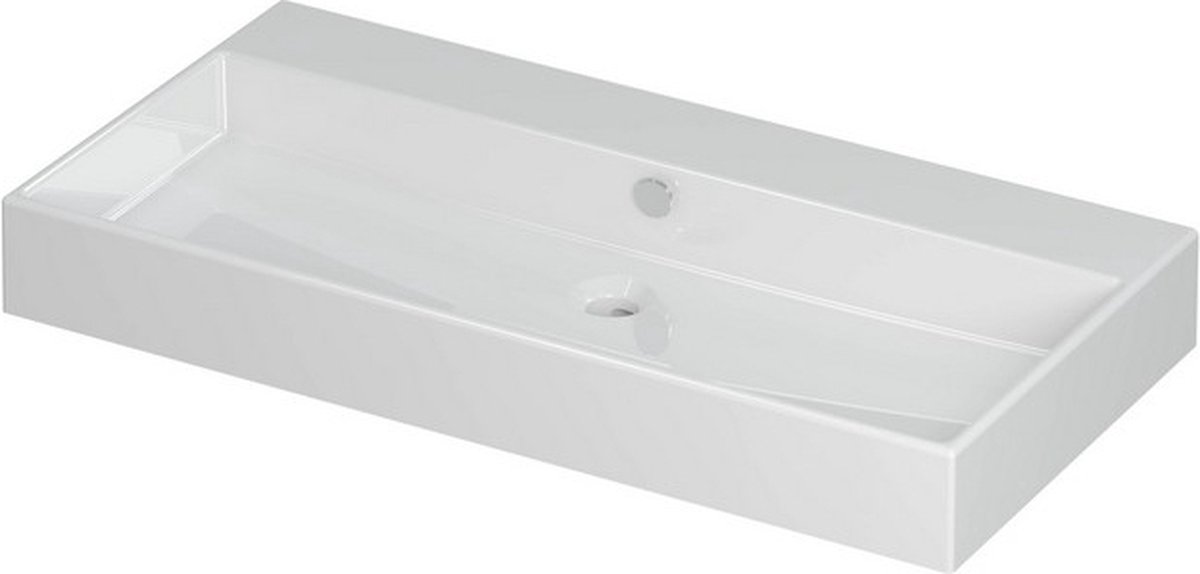 INK® Unlimited wastafel porselein zonder kraangat 90x45x11cm, glans wit