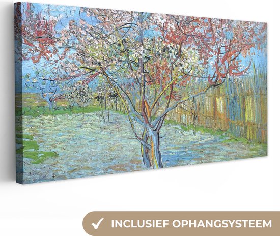 Canvas Schilderij De roze perzikboom - Vincent van Gogh - 80x40 cm - Wanddecoratie