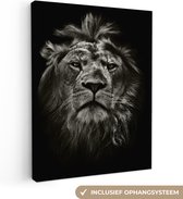 Canvas Schilderij Dieren - Zwart - Wit - Portret - 30x40 cm - Wanddecoratie