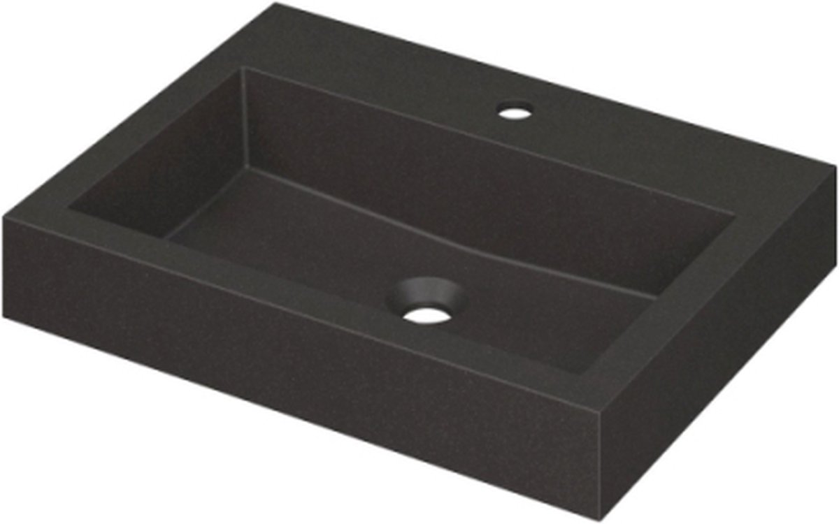 INK® Momento wastafel quartz met 1 kraangat 60 x 9 x 45 cm, quartz zwart