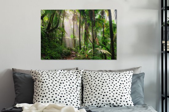 Peintures Toile Jungle - Palmier - Chemin - 60x40 cm - Décoration murale