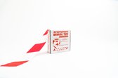 Afzetlint rood/wit - rol 500 meter - sterk 50 micron - hoge rekbaarheid