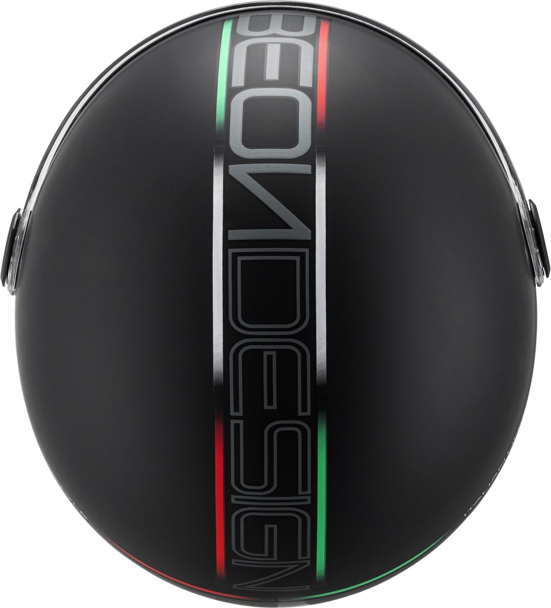 BEON B120 Scooterhelm - M - Jethelm met Zonnevizier - Motorhelm - Geschikt voor Vespa, Scooter, Brommer, Motor en Snorfiets - Mat Zwart met Print – foto 5