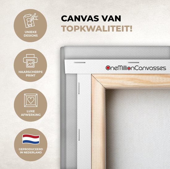 Canvas Schilderij Amsterdamse grachten zwart-wit fotoprint - 40x80 cm - Wanddecoratie